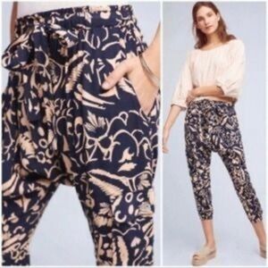 Anthropologie Hei HEI Harem BOHO Festival Capri Joggers Ties @ Waist Blue